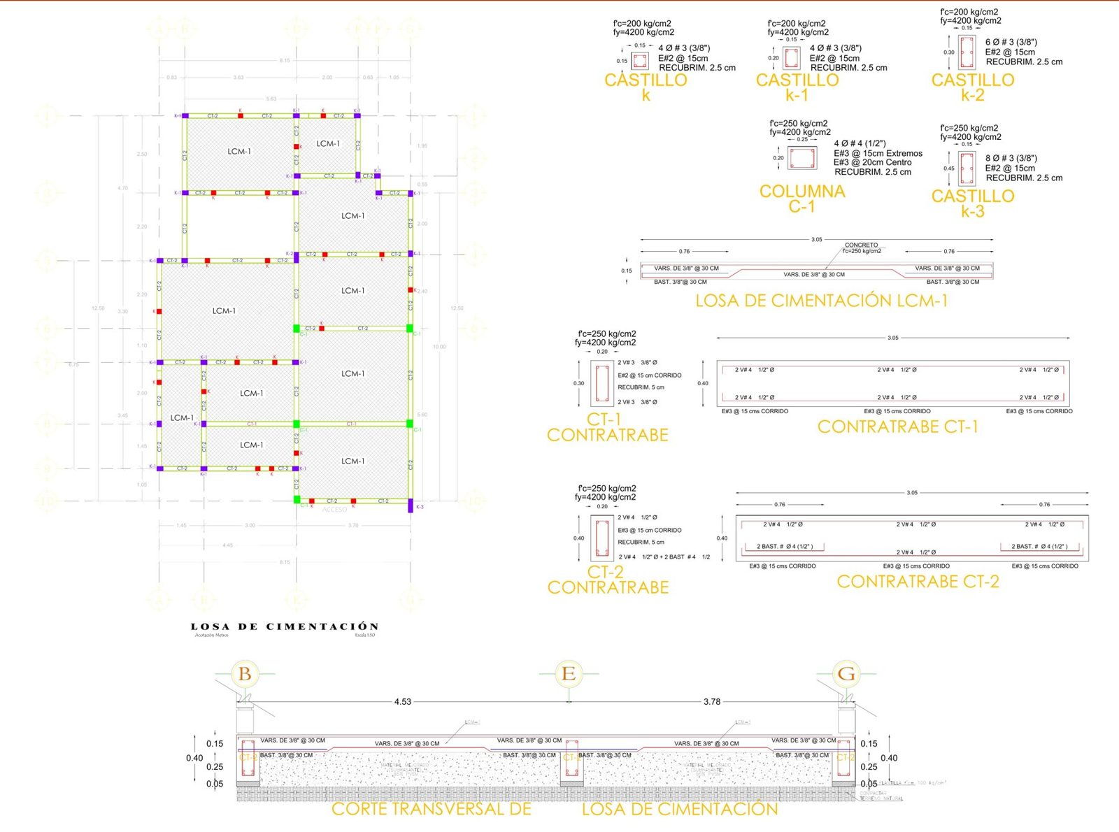 Casa 71 m² · losa de cimentación · Construq · Arq. Almira Hernández Salinas