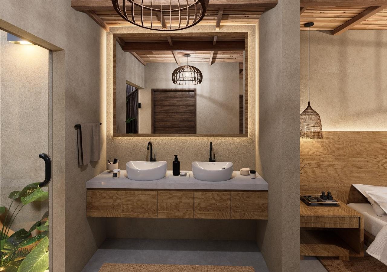 Baño · render de interiorismo · Construq · Arq. Almira Hernández Salinas