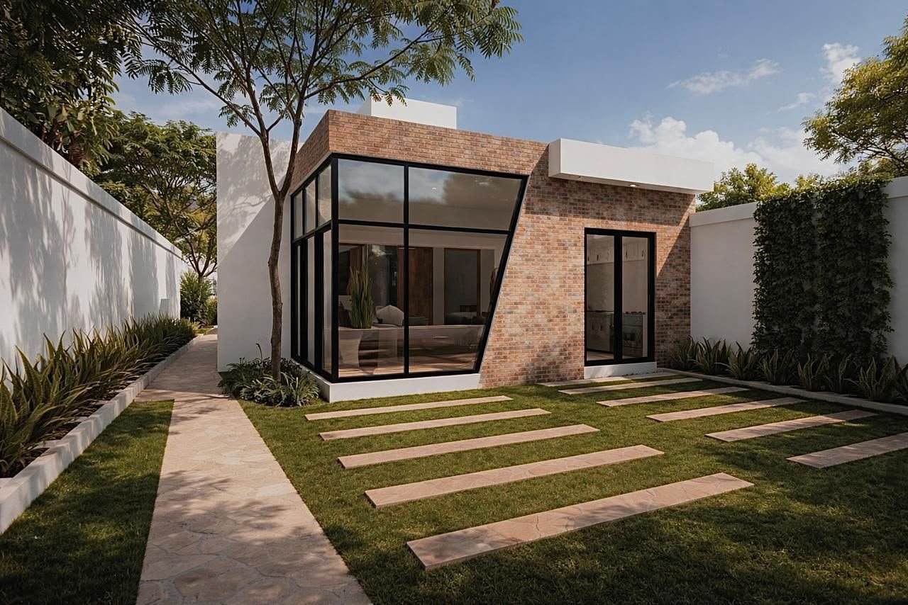 Vivienda con jardín · render · Construq · Arq. Almira Hernández Salinas